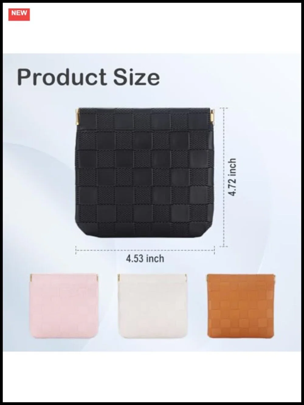 Set of 2 Mini Cosmetic Pouch Checkered PU Leather Self-Closing Travel Organizer